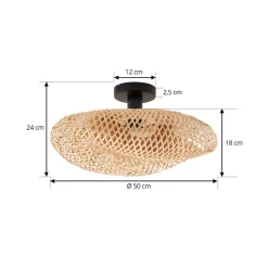 Lindby plafondlamp Eleane, bamboe, naturel, Ø 50 cm