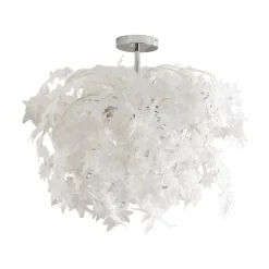 Lindby plafondlamp Esdoorn, Ø 70 cm, chroom, wit, textiel