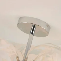 Lindby plafondlamp Esdoorn, Ø 70 cm, chroom, wit, textiel