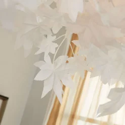 Lindby plafondlamp Esdoorn, Ø 70 cm, chroom, wit, textiel