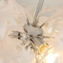 Lindby plafondlamp Esdoorn, Ø 70 cm, chroom, wit, textiel