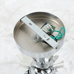 Lindby plafondlamp Esdoorn, Ø 70 cm, chroom, wit, textiel