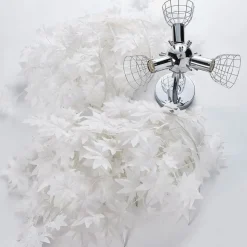 Lindby plafondlamp Esdoorn, Ø 70 cm, chroom, wit, textiel