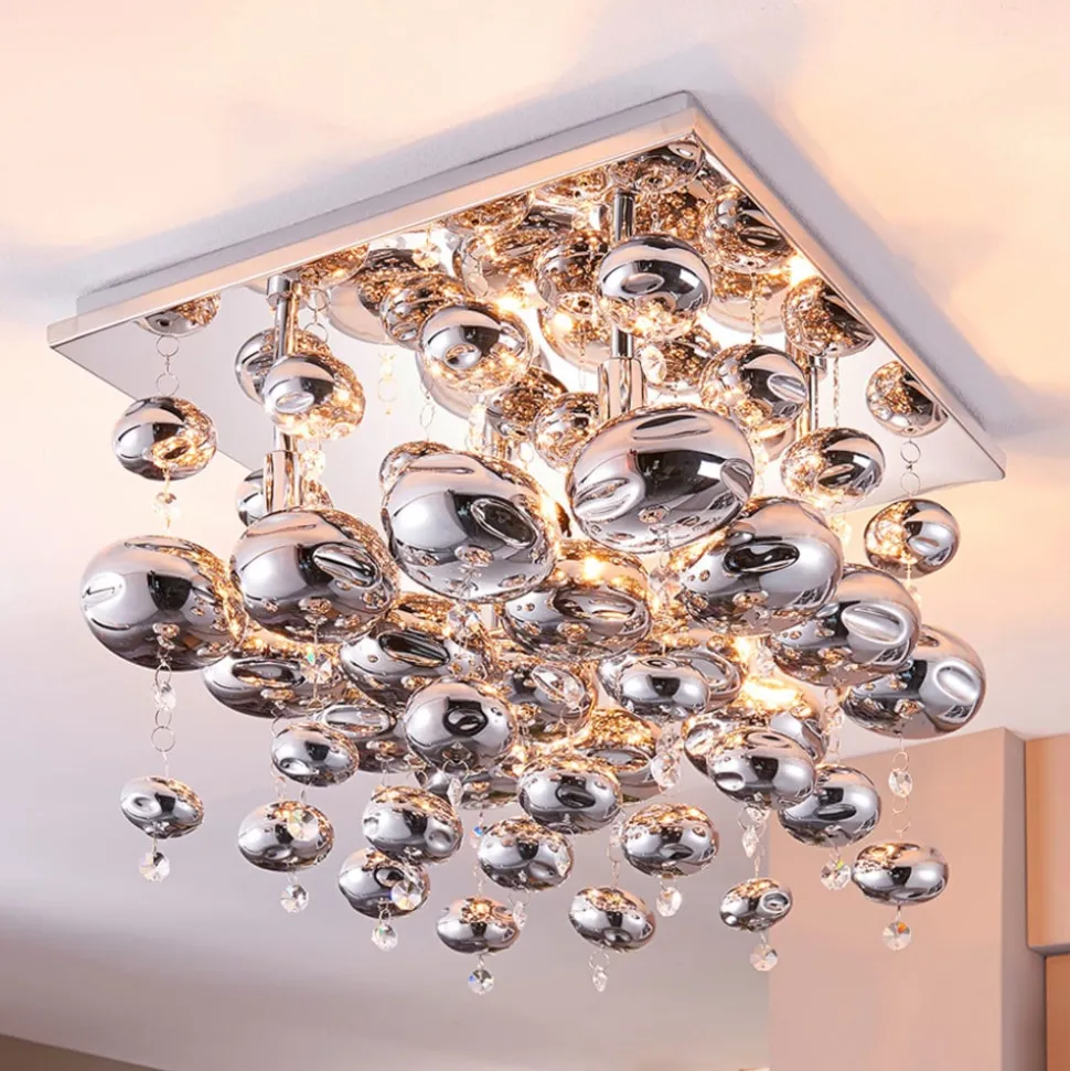 Lindby plafondlamp Esfera, rookgrijs, glas, 4-lamps, 35cm