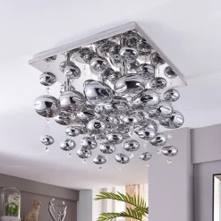 Lindby plafondlamp Esfera, rookgrijs, glas, 4-lamps, 35cm