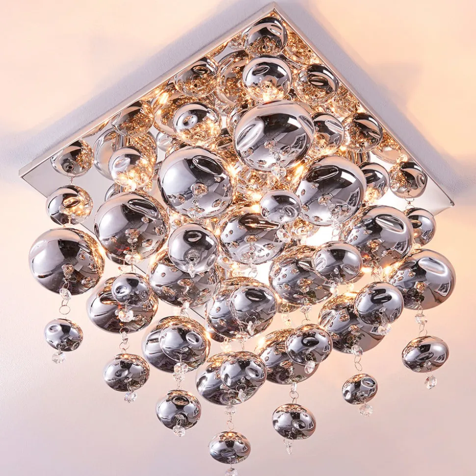 Lindby plafondlamp Esfera, rookgrijs, glas, 4-lamps, 35cm