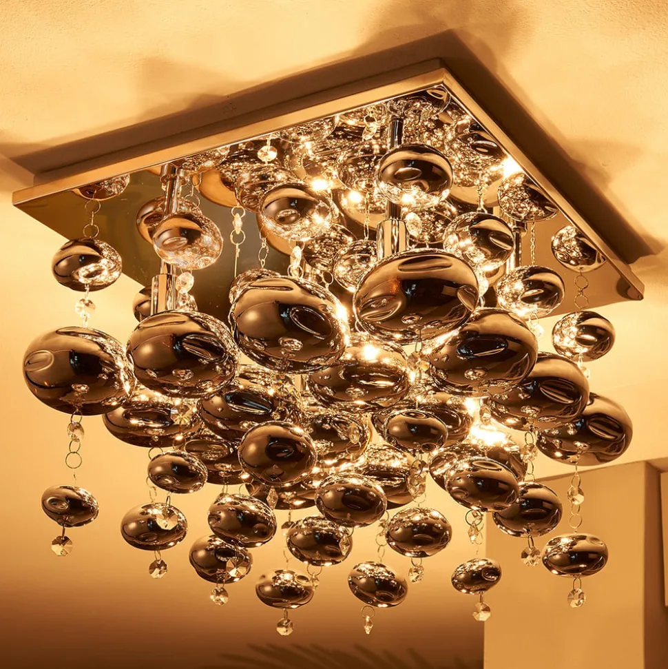 Lindby plafondlamp Esfera, rookgrijs, glas, 4-lamps, 35cm