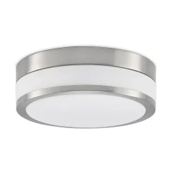 Lindby plafondlamp Flavi, Ø 28 cm, nikkel, glas, IP44, E27