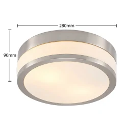 Lindby plafondlamp Flavi, Ø 28 cm, nikkel, glas, IP44, E27