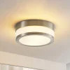 Lindby plafondlamp Flavi, Ø 23 cm, nikkel, glas, IP44, E27