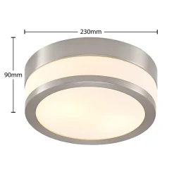 Lindby plafondlamp Flavi, Ø 23 cm, nikkel, glas, IP44, E27