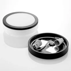 Lindby plafondlamp Flavi, Ø 23 cm, zwart, glas, IP44, E27