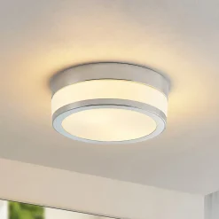 Lindby plafondlamp Flavi, Ø 23 cm, chroom, glas, IP44, E27