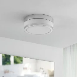 Lindby plafondlamp Flavi, Ø 23 cm, chroom, glas, IP44, E27