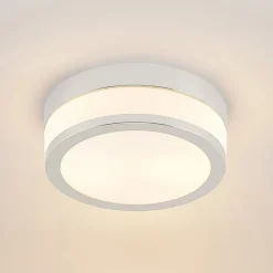 Lindby plafondlamp Flavi, Ø 23 cm, chroom, glas, IP44, E27
