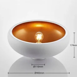 Lindby plafondlamp Gerwina, wit/goud, metaal, 40 cm, E27
