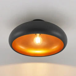 Lindby plafondlamp Gerwina, zwart/goud, metaal, 40 cm, E27