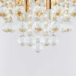 Lindby plafondlamp Gillion, 4-lamps, goud, kristal, Ø 35cm