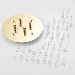 Lindby plafondlamp Gillion, 4-lamps, goud, kristal, Ø 35cm