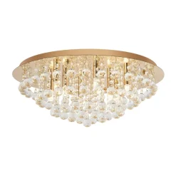 Lindby plafondlamp Gillion, 8-lamps, goud, kristal, Ø 55cm