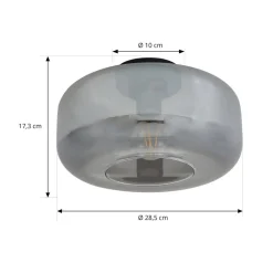 Lindby plafondlamp Hildur, Ø 28,5 cm, rookgrijs, glas