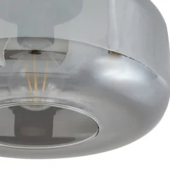 Lindby plafondlamp Hildur, Ø 28,5 cm, rookgrijs, glas