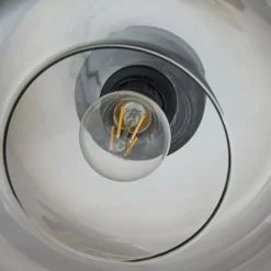 Lindby plafondlamp Hildur, Ø 28,5 cm, rookgrijs, glas