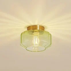 Lindby plafondlamp Hildur, groen, glas, Ø 22 cm