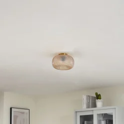 Lindby plafondlamp Hildur, Ø 25 cm, barnsteen, glas