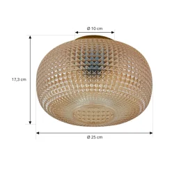 Lindby plafondlamp Hildur, Ø 25 cm, barnsteen, glas