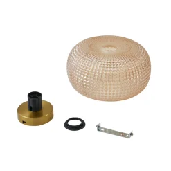 Lindby plafondlamp Hildur, Ø 25 cm, barnsteen, glas