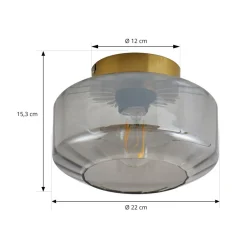 Lindby plafondlamp Hildur, rookgrijs, glas, Ø 22 cm