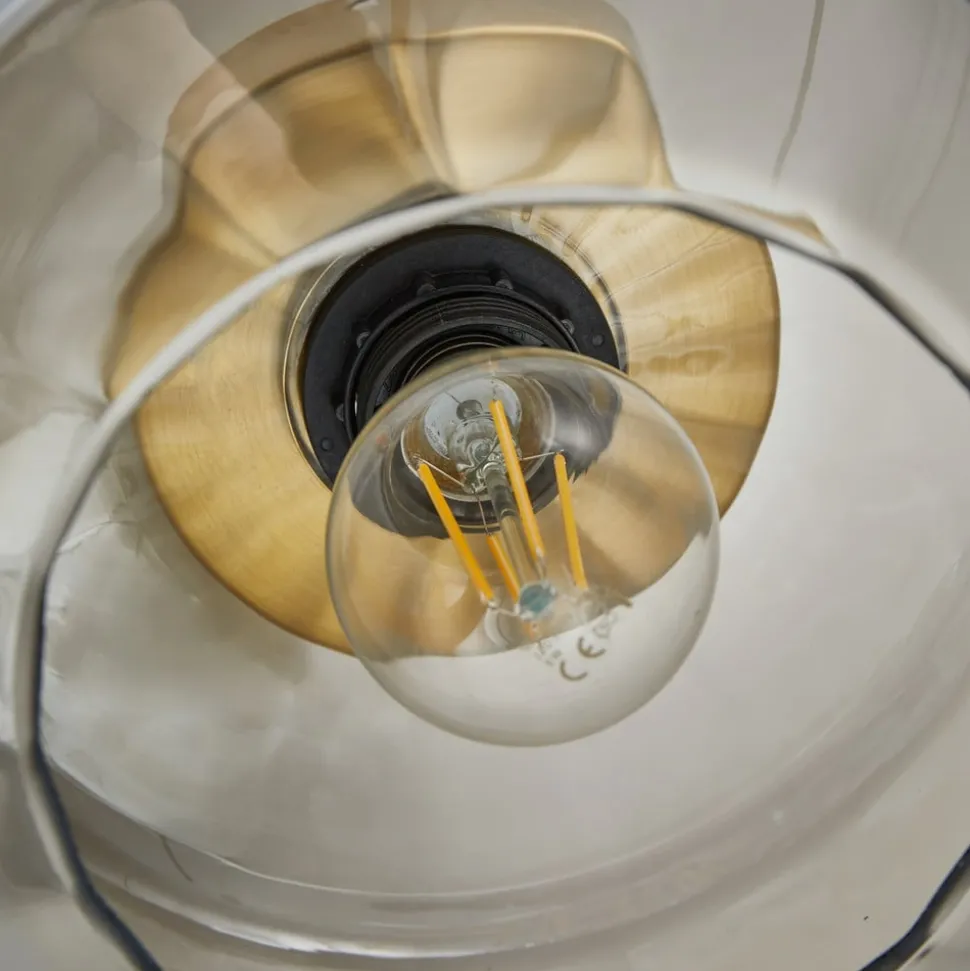 Lindby plafondlamp Hildur, rookgrijs, glas, Ø 22 cm