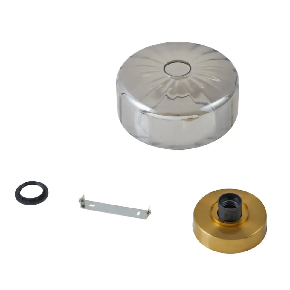 Lindby plafondlamp Hildur, rookgrijs, glas, Ø 22 cm