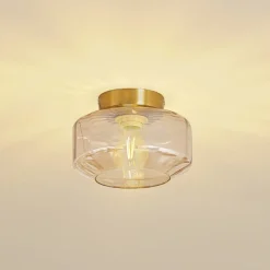 Lindby plafondlamp Hildur, barnsteen, glas, Ø 22 cm