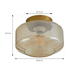 Lindby plafondlamp Hildur, barnsteen, glas, Ø 22 cm