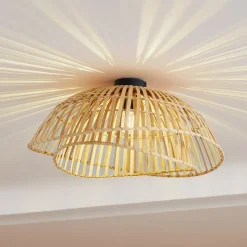 Lindby plafondlamp Ilajus, Ø 62 cm, natuurlijk bamboe