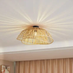 Lindby plafondlamp Ilajus, Ø 62 cm, natuurlijk bamboe