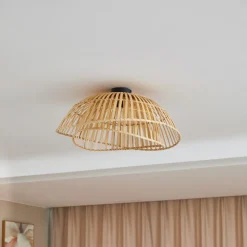 Lindby plafondlamp Ilajus, Ø 62 cm, natuurlijk bamboe