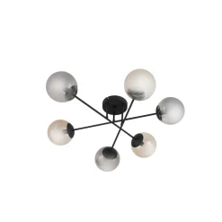 Lindby plafondlamp Isamer, rookgrijs/oranje, Ø 80 cm, globe