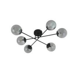 Lindby plafondlamp Isamer, rookgrijs, Ø 80 cm, globe