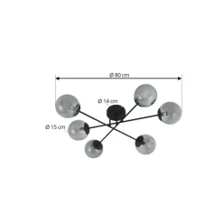 Lindby plafondlamp Isamer, rookgrijs, Ø 80 cm, globe