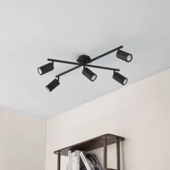 Lindby plafondlamp Joffrey, 78 cm, zwart, 5-lamps, GU10