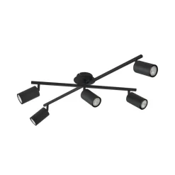 Lindby plafondlamp Joffrey, 78 cm, zwart, 5-lamps, GU10