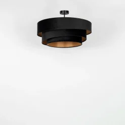 Lindby plafondlamp Jusari, zwart, textiel, Ø 56 cm, E27