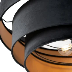 Lindby plafondlamp Jusari, zwart, textiel, Ø 56 cm, E27