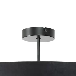 Lindby plafondlamp Jusari, zwart, textiel, Ø 56 cm, E27