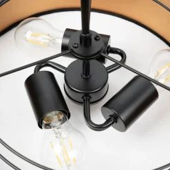 Lindby plafondlamp Jusari, zwart, textiel, Ø 56 cm, E27