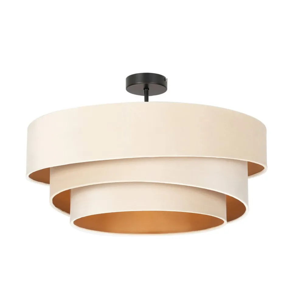 Lindby plafondlamp Jusari, crème, textiel, Ø 56 cm, E27