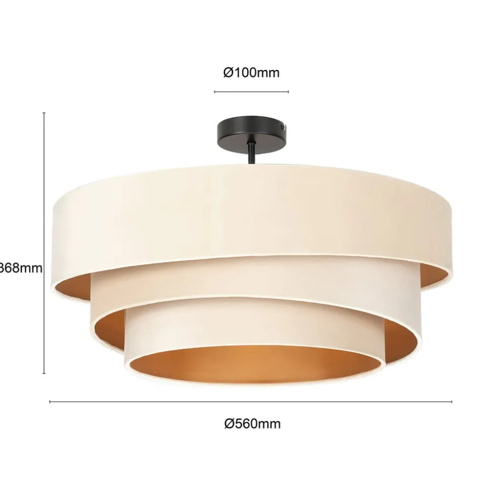 Lindby plafondlamp Jusari, crème, textiel, Ø 56 cm, E27